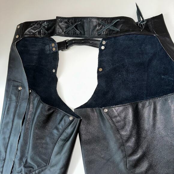 VTG Motorcycle Leather Chaps Women's Medium Genuine Leather by Berman's - Picture 5 of 13